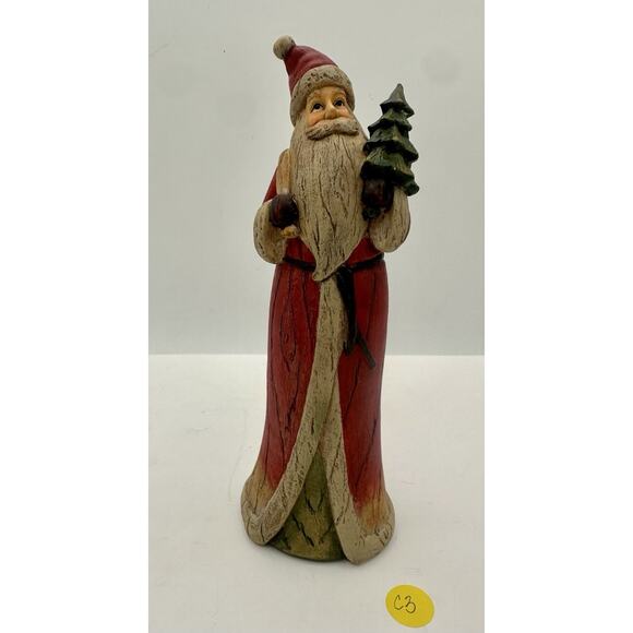 Vintage Resin Santa Figurine WB349 Red Coat Tree Gifts 8.5” Christmas Decor - Picture 1 of 7